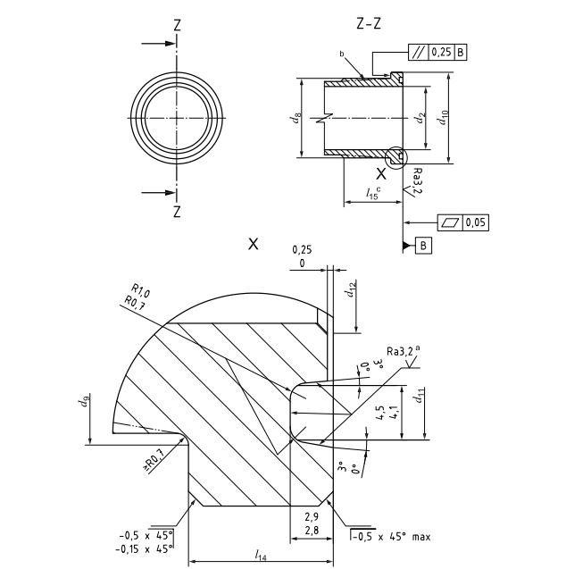 Tabla de dimensiones szie de sae código 61 o anillo surco Dimension chart szie of sae code 61 o ring groove