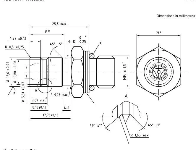 ISO 15171-1 Dimensions and tolerances of male half of diagnostic coupling ISO 15171-1 Dimensions and tolerances of male half of diagnostic coupling