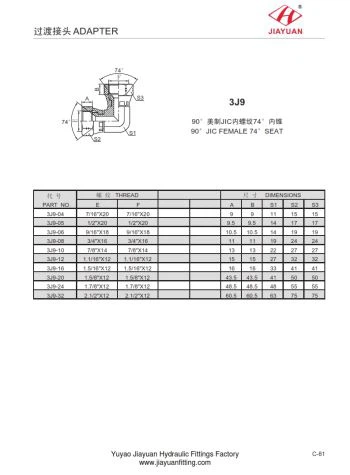 Codo JIC hembra 74 guarniciones de asiento